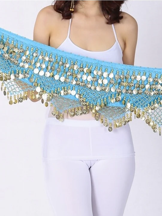 Belly Dance Hip Scarves Women's Performance Polyster Paillette Hip Scarf - Image 7