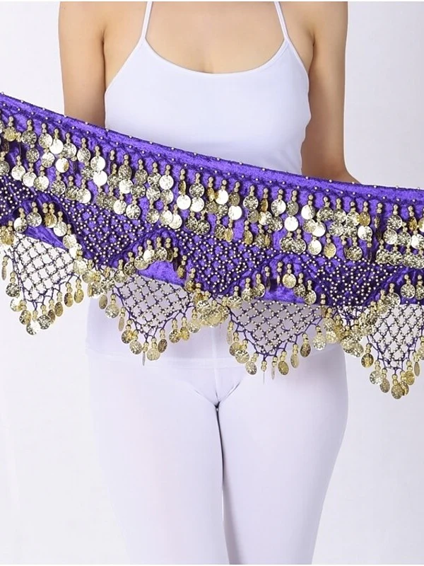 Belly Dance Hip Scarves Women's Performance Polyster Paillette Hip Scarf - Image 8