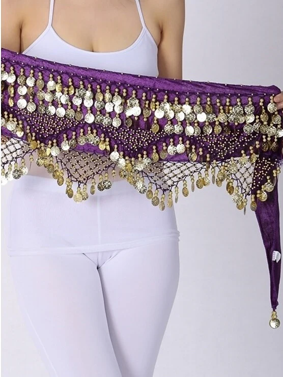 Belly Dance Hip Scarves Women's Performance Polyster Paillette Hip Scarf - Image 9
