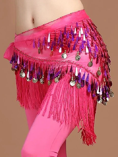 Belly Dance Hip Scarves Women's Training Chiffon Gold Coin Christmas Decorations - Image 6