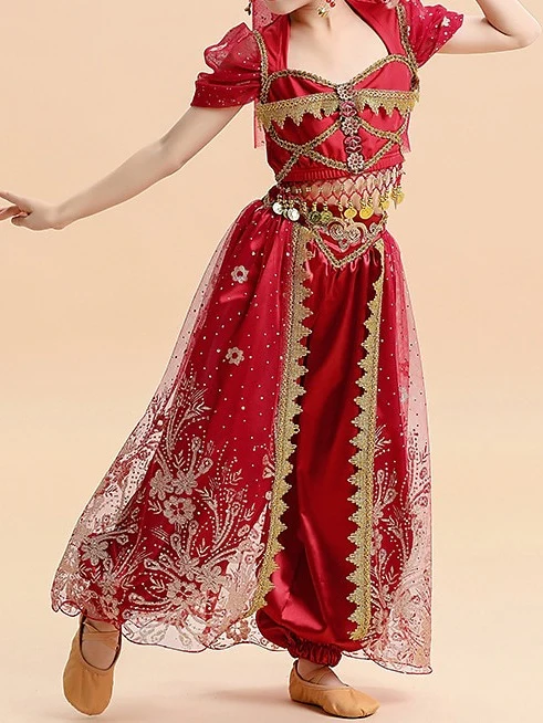 Belly Dance Kids' Dancewear Top Girls' Performance With Sequins & Lace - Image 3