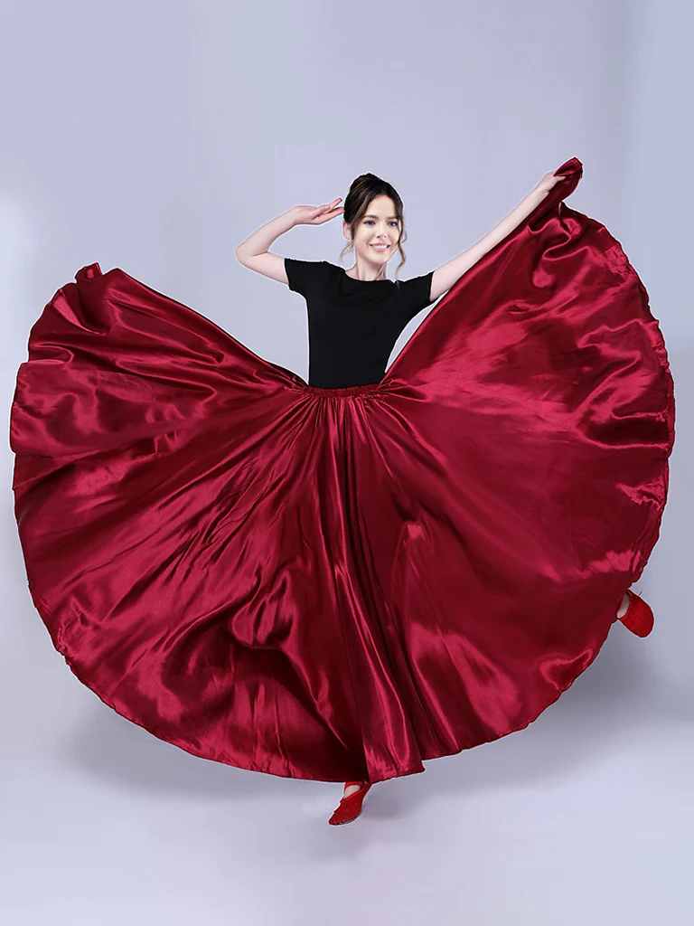 Belly Dance Latin Dance Ballroom Dance Skirts Pure Color Women's Performance - Image 12