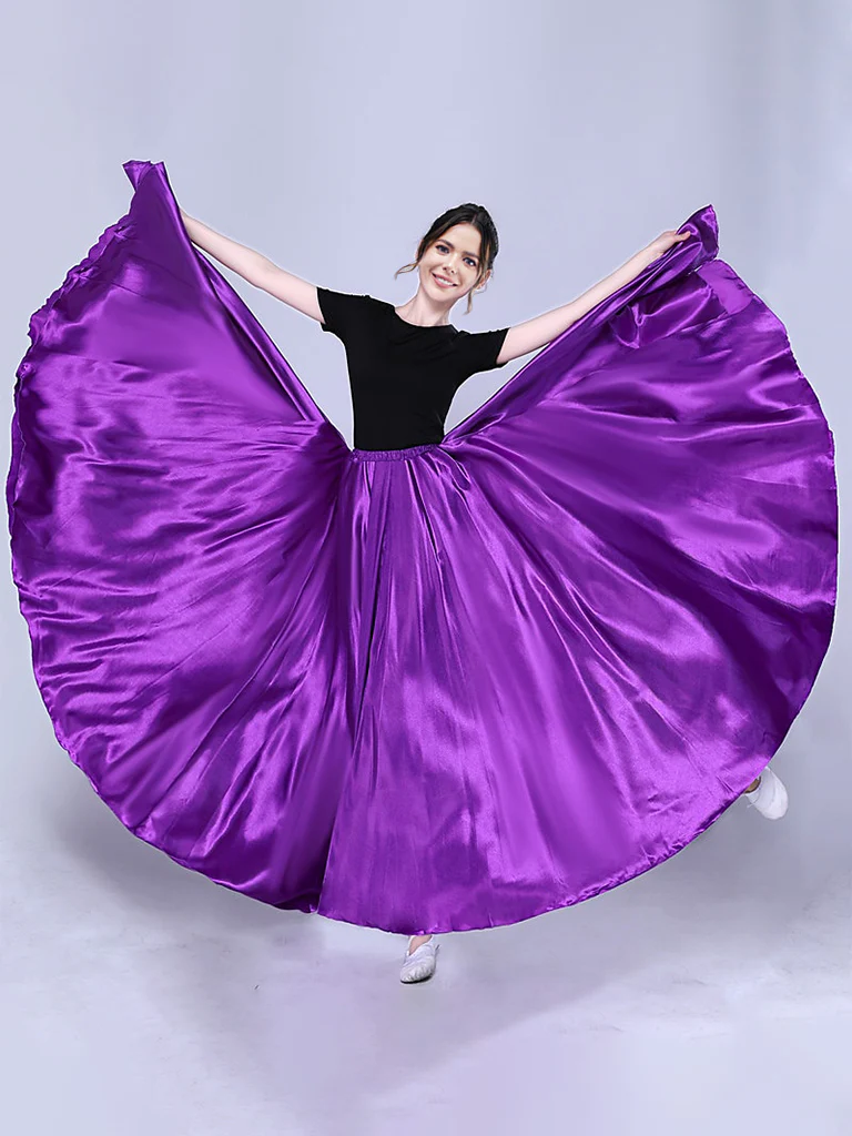 Belly Dance Latin Dance Ballroom Dance Skirts Pure Color Women's Performance - Image 9