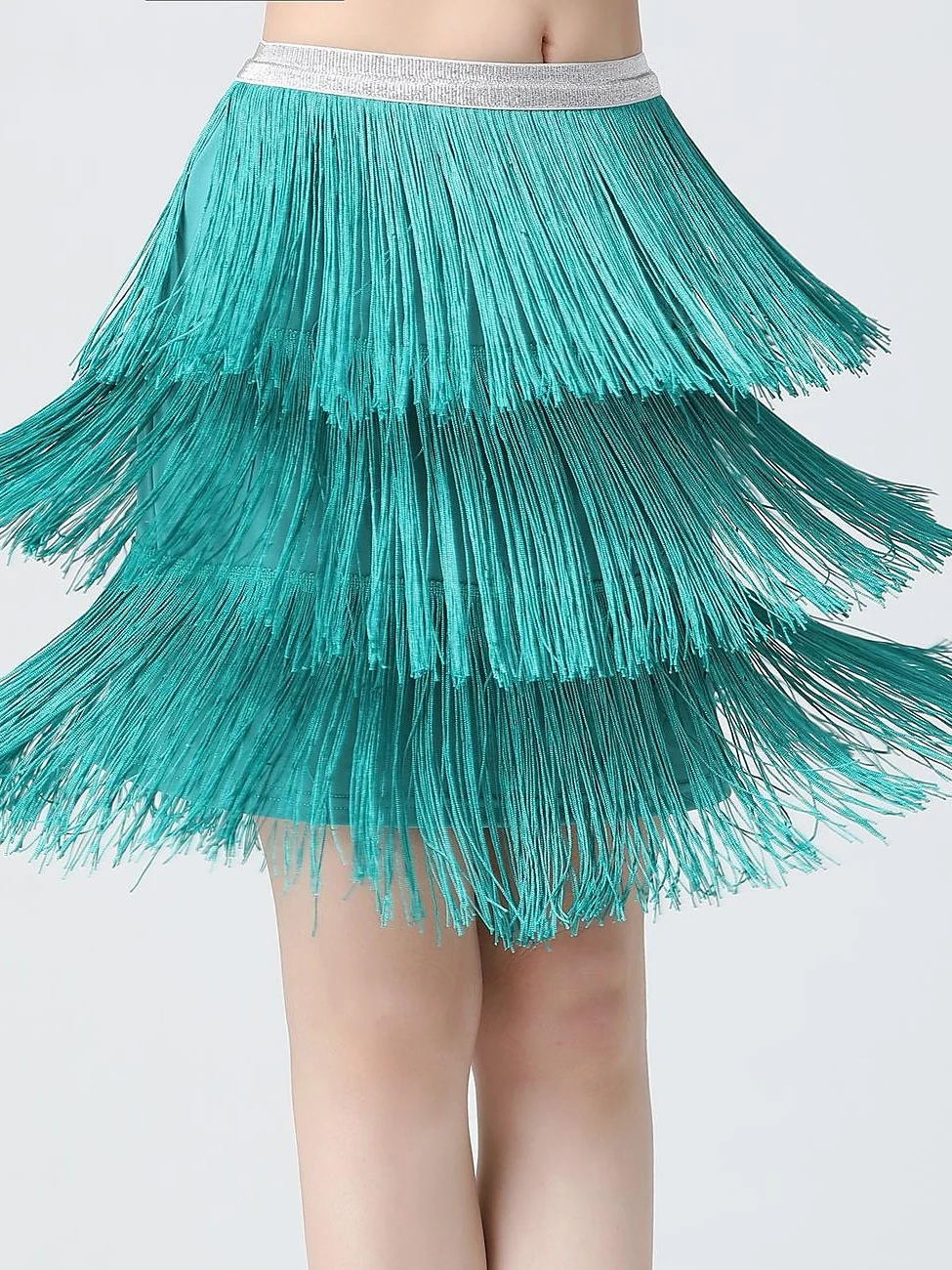 Belly Dance Latin Dance Skirts Fringed Tassel Pure Color Splicing Women‘s Training Performance - Image 5
