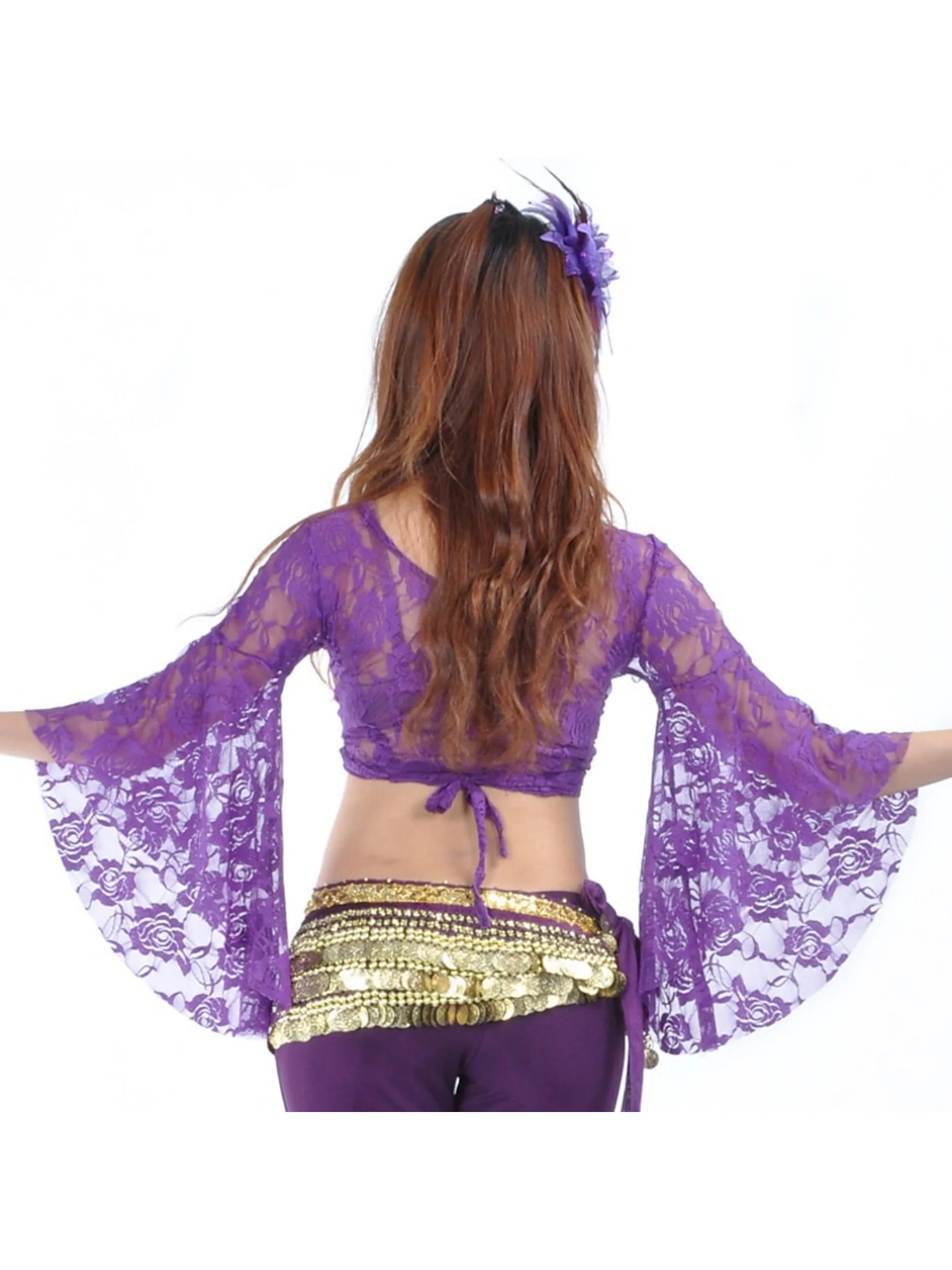 Belly Dance Long Sleeve Top Lace Women's Training Performance - Image 9