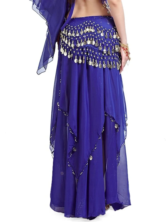 Belly Dance Skirt Coin Beading Draping Women's Training - Image 4