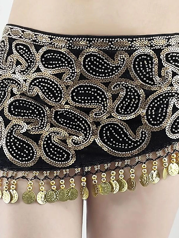 Belly Dance Skirts Gold Coin Beading Splicing Women's Performance Training High Polyester - Image 2
