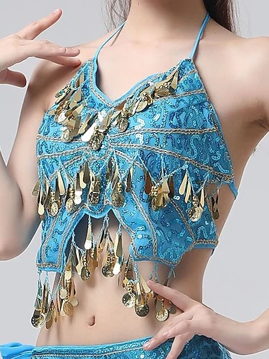 Belly Dance Sleeveless Top Solid Splicing Paillette Women's Training Performance - Image 8