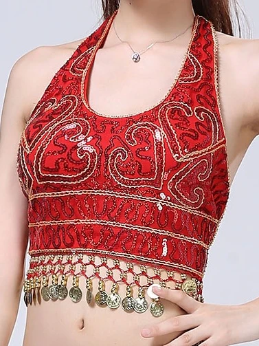 Belly Dance Sleeveless Top Tassel Solid Splicing Women's Training Performance - Image 7