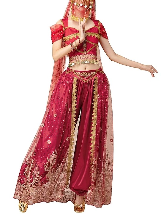 Belly Dance Top Short Sleeve Copper Coin Women's Performance - Image 3