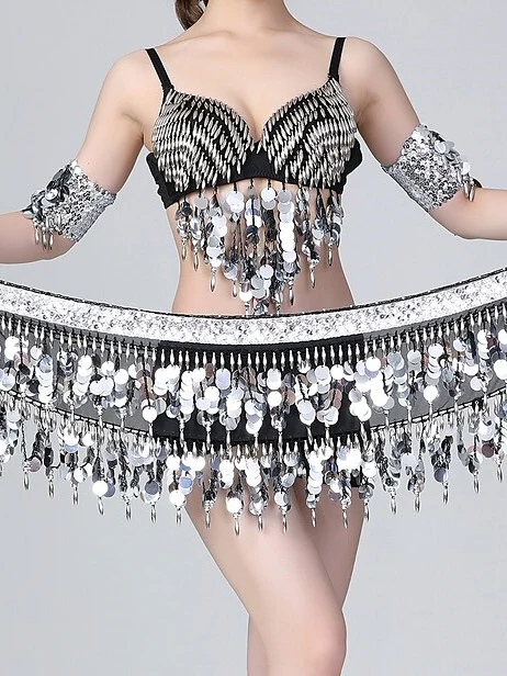 Belly Dance Top Sleeveless Beading Ruching Split Joint Women's Training Performance - Image 4