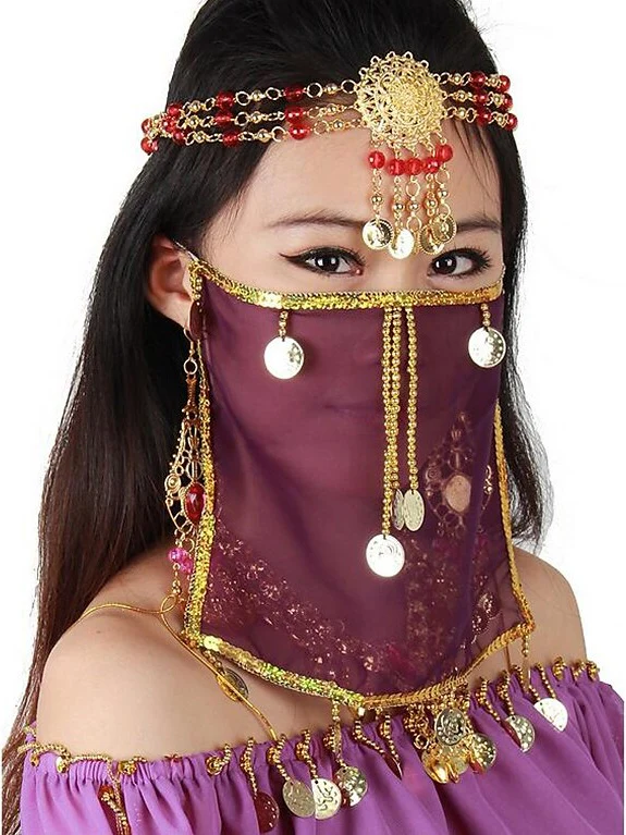 Belly Dance Veil Women's Performance Polyester Sequin Veil - Image 2