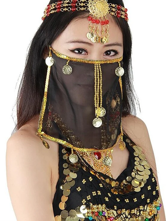 Belly Dance Veil Women's Performance Polyester Sequin Veil - Image 4