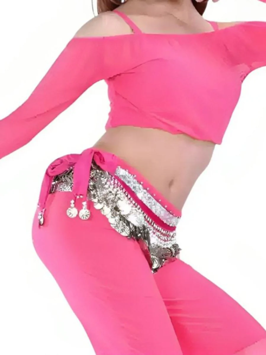 Belly Dancewear Off-the-Shoulder Long Sleeves Short Top Performance Costume - Image 7