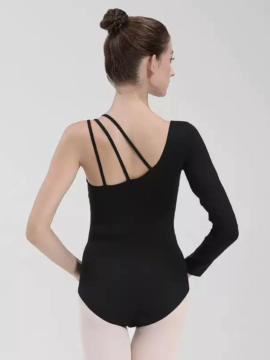 Black Ballet Dance Basic Short Smiple Round Neck Training Onesie - Image 5
