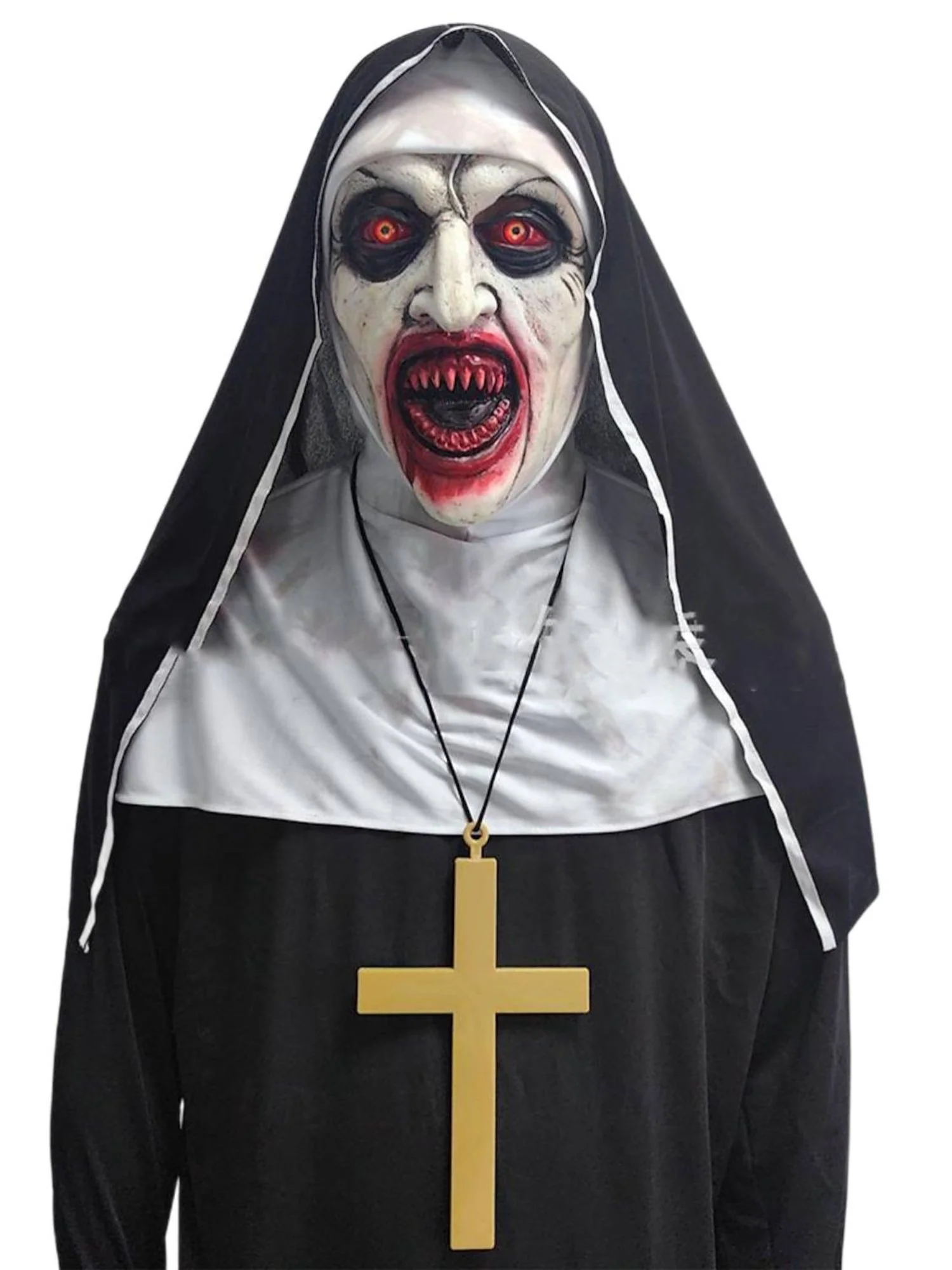 Black Horror Scary Nun Devil Mask Adult Halloween Performance Masquerade Props - Image 3