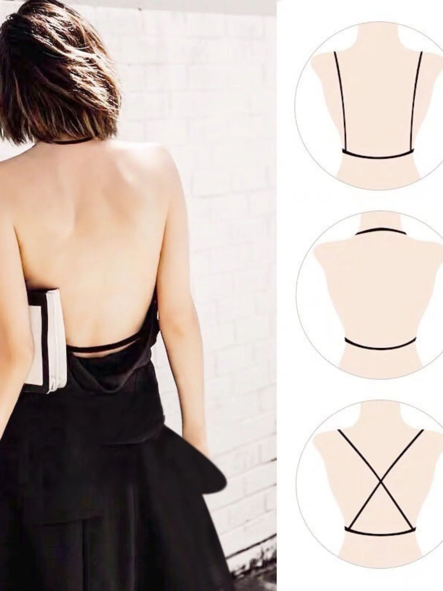 Black Sexy Slim Strap Backless Bra - Image 7