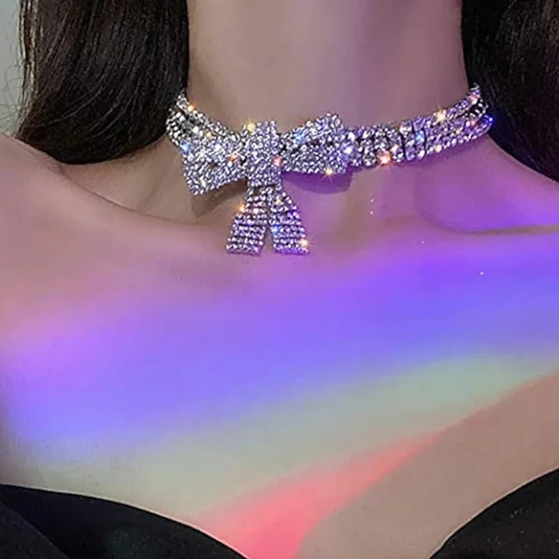 Bowknot Rhinestone Choker Necklaces - Image 2