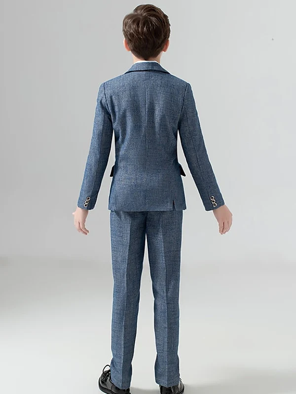 Boys Blazer Pants Set Formal Set Long Sleeve 5 Pieces Outfits 3-13 Years Boy's Wedding Suit Sets - Image 3