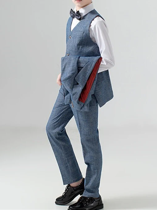 Boys Blazer Pants Set Formal Set Long Sleeve 5 Pieces Outfits 3-13 Years Boy's Wedding Suit Sets - Image 6