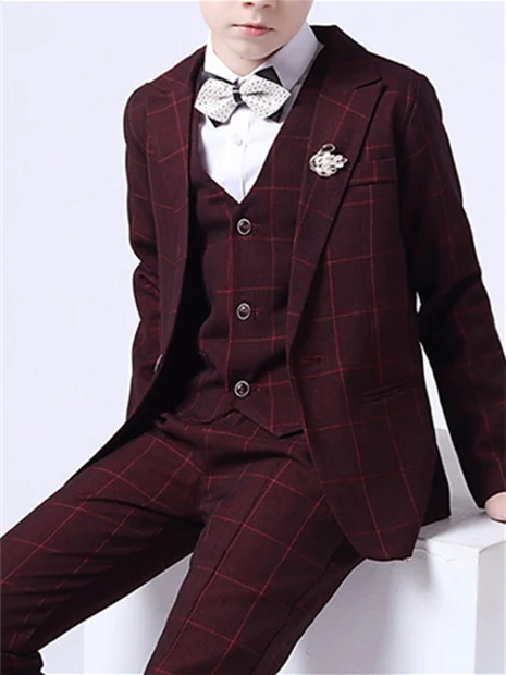 Boys Blazer Vest Pants Party Set Formal Long Sleeves 3-13 Years 3 Pieces Boy's Wedding Suit Sets - Image 3
