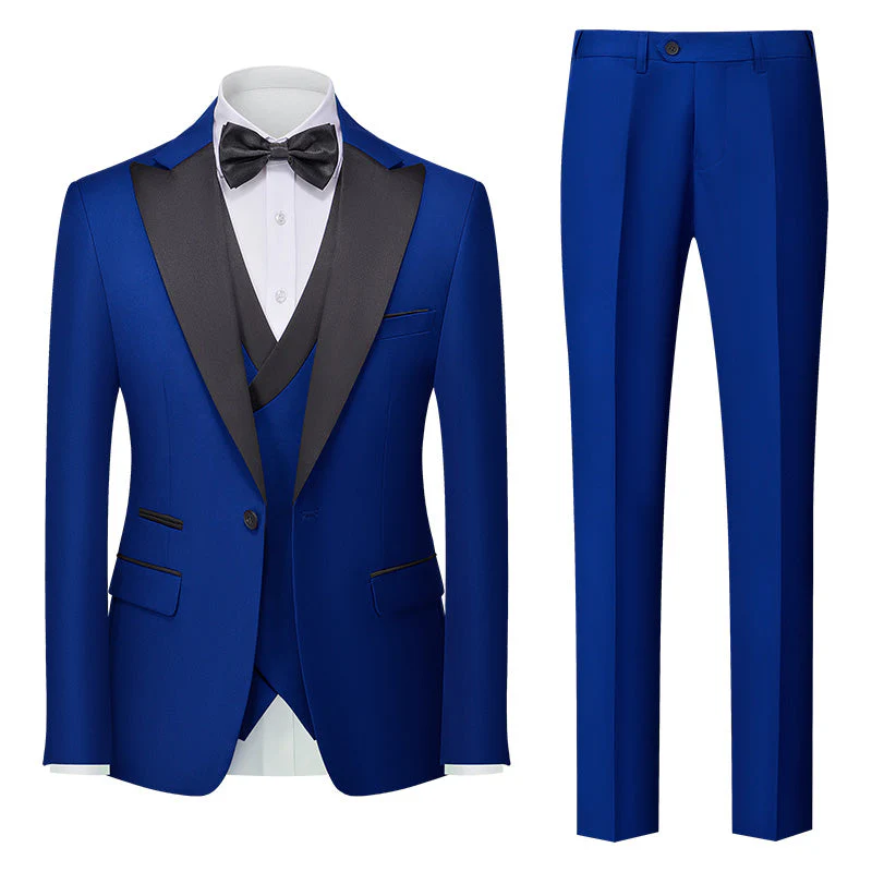 Burgundy Green Pink Red Blue White Men's Tailored Fit Single Breasted One-button 3 Pieces Solid Colored Wedding Suits - Image 6