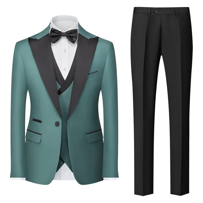 Burgundy Green Pink Red Blue White Men's Tailored Fit Single Breasted One-button 3 Pieces Solid Colored Wedding Suits - Image 8