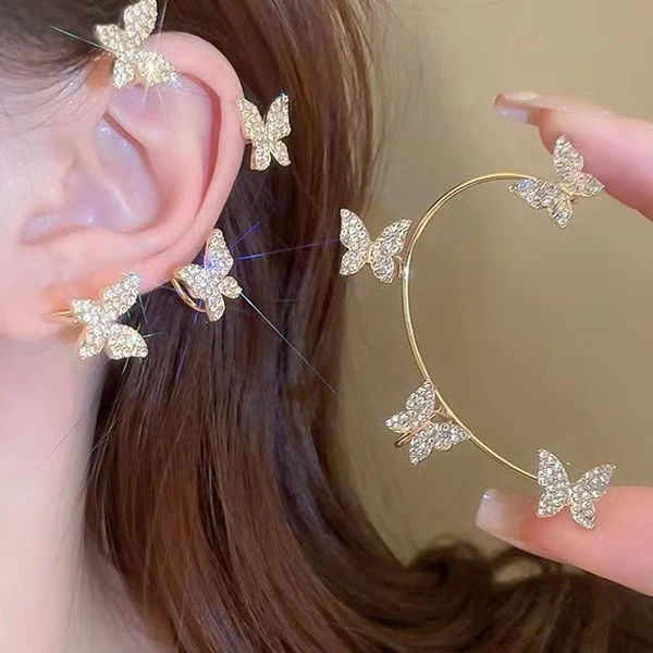 Butterfly Shaped Rhinestone Ear Cuff - Image 5