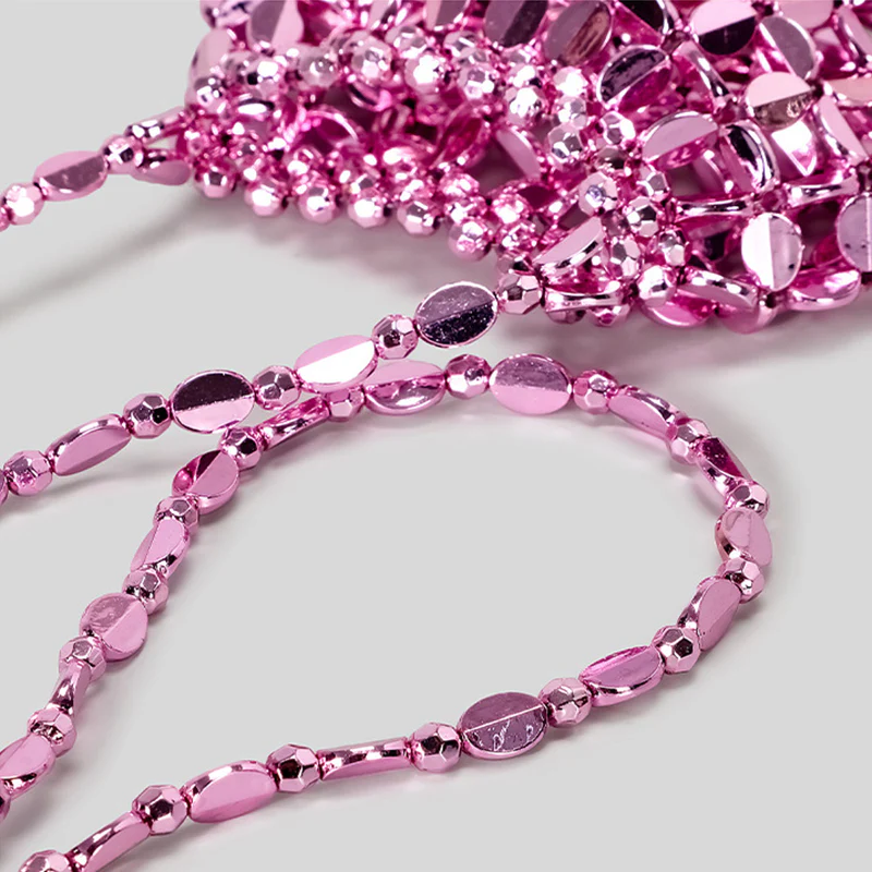Chic Acrylic Sequins Elegant Weave Chain Evening Clutch Bag with Beadings - Image 2