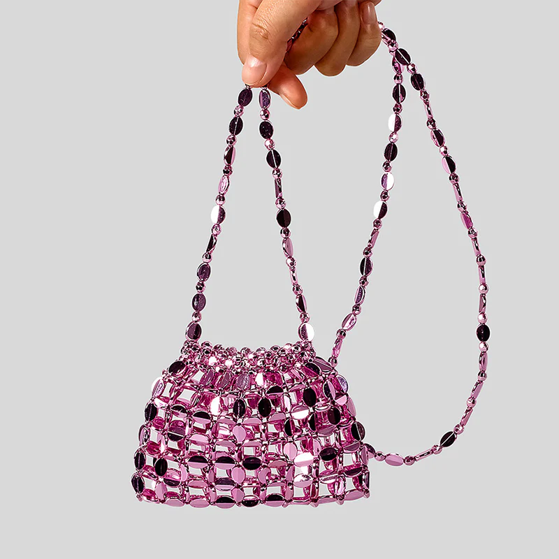 Chic Acrylic Sequins Elegant Weave Chain Evening Clutch Bag with Beadings - Image 6