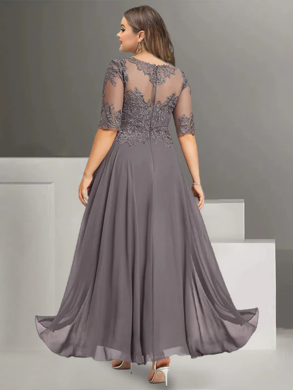 Chiffon Jewel Neck Half Sleeves Ankle-Length Mother of the Bride Pantsuits with Lace - Image 5