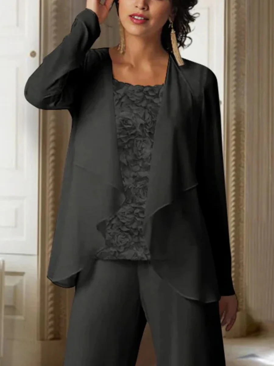 Chiffon Long Sleeves Jacket Wraps Ruffles Pure Color - Image 3