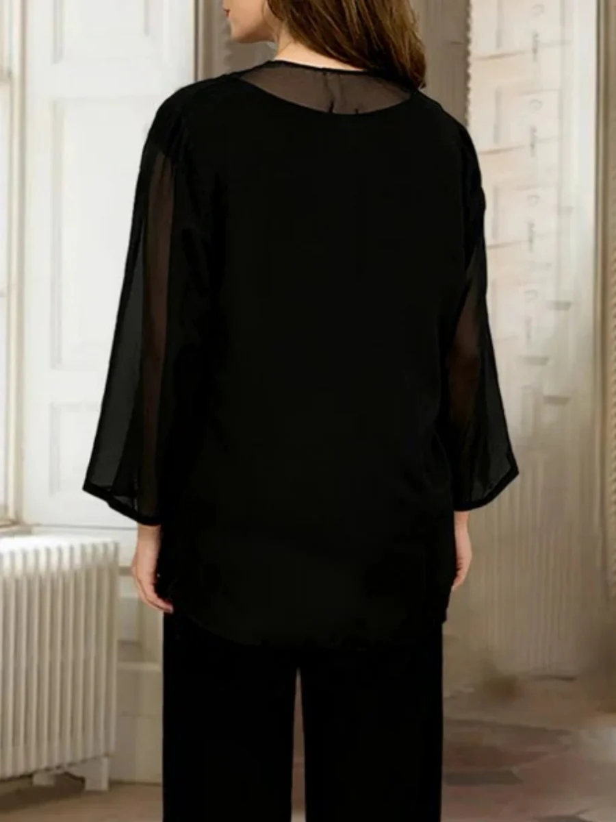 Chiffon Long Sleeves Jacket Wraps Ruffles Pure Color - Image 4