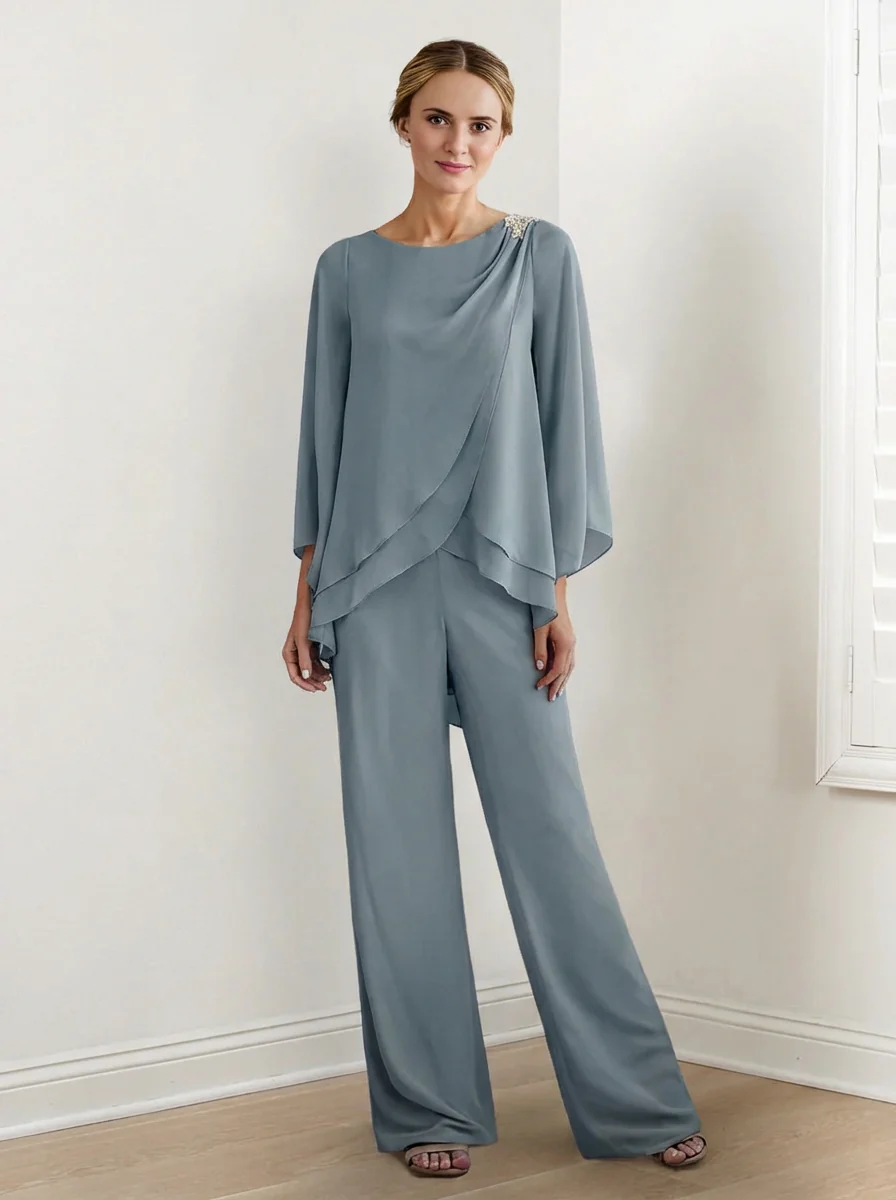 Chiffon Long Sleeves Mother Of The Bride Pantsuits - Image 3