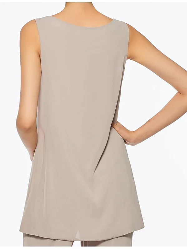 Chiffon Round Neck 3/4 Length Sleeves Ankle-Length Mother of the Bride Pantsuits with Jacket - Image 7