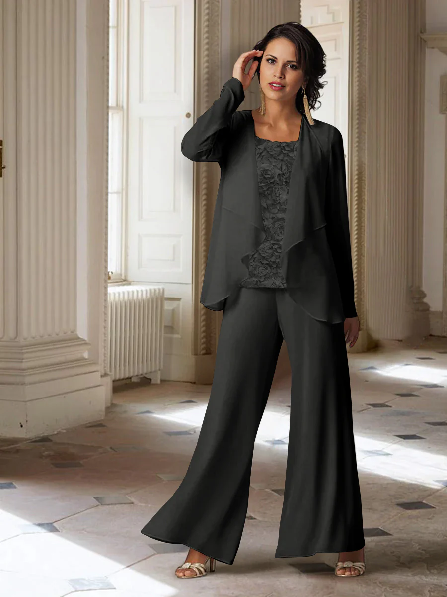 Chiffon Long Sleeves Mother of the Bride Pantsuits with Jacket - Image 15