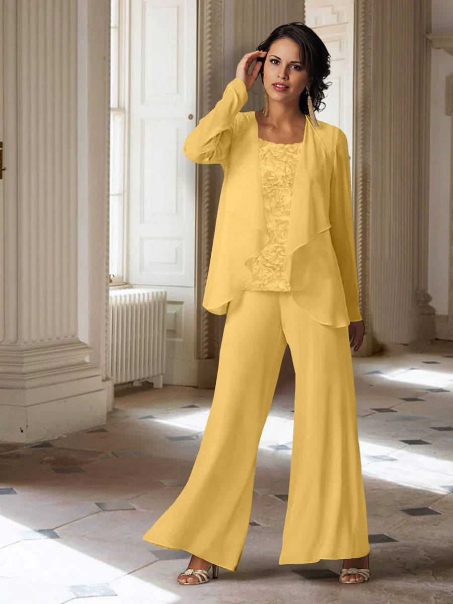 Chiffon Long Sleeves Mother of the Bride Pantsuits with Jacket - Image 17