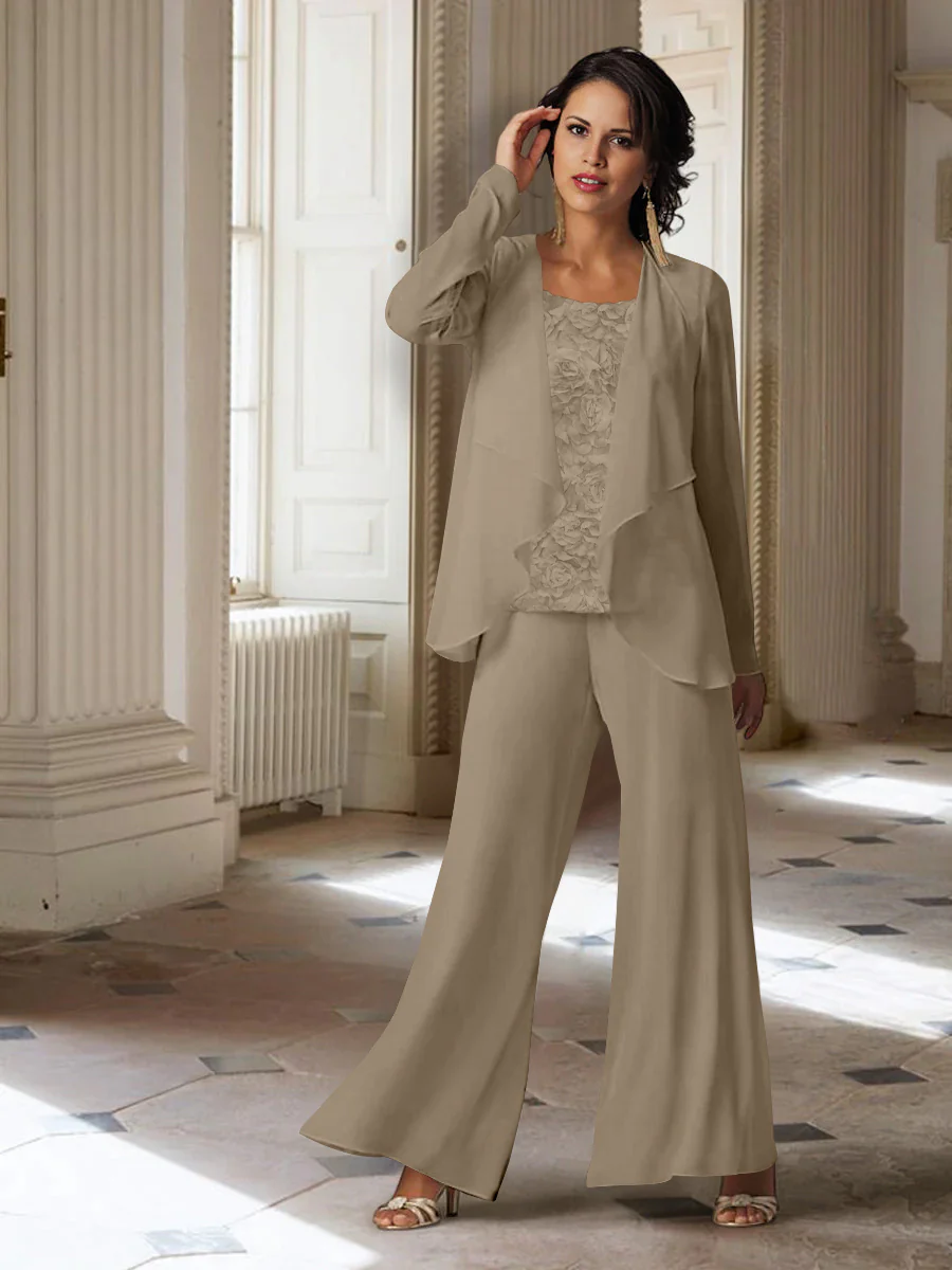 Chiffon Long Sleeves Mother of the Bride Pantsuits with Jacket - Image 20