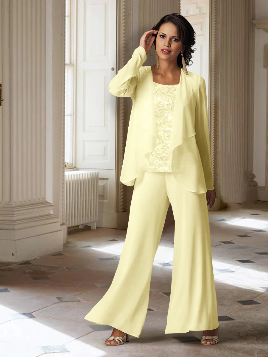 Chiffon Long Sleeves Mother of the Bride Pantsuits with Jacket - Image 23