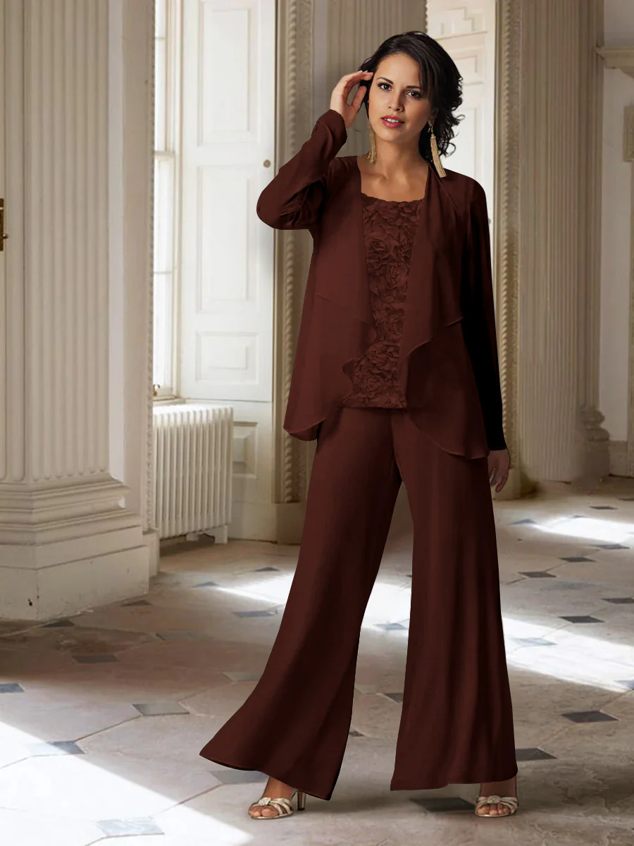 Chiffon Long Sleeves Mother of the Bride Pantsuits with Jacket - Image 24
