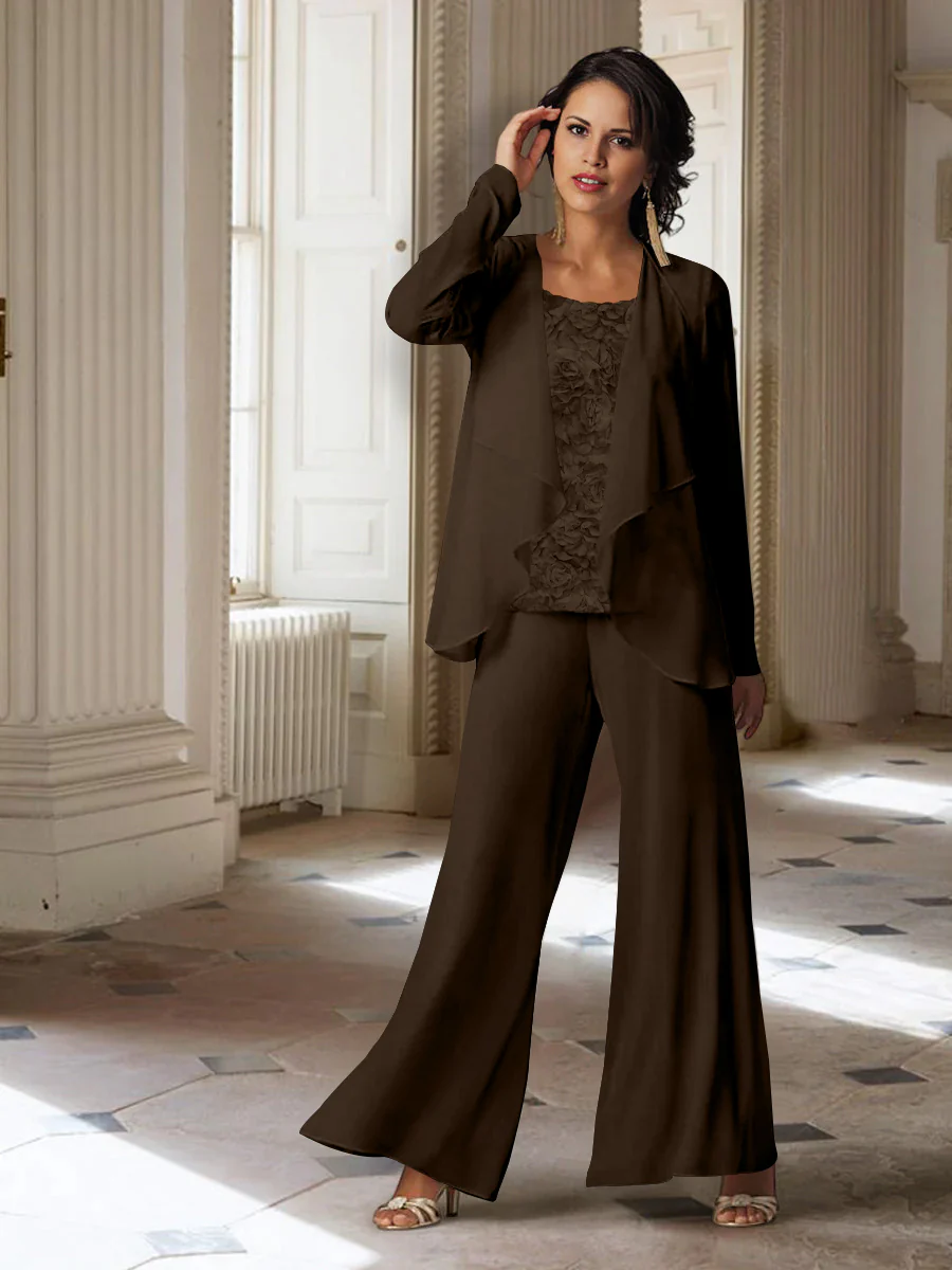 Chiffon Long Sleeves Mother of the Bride Pantsuits with Jacket - Image 26