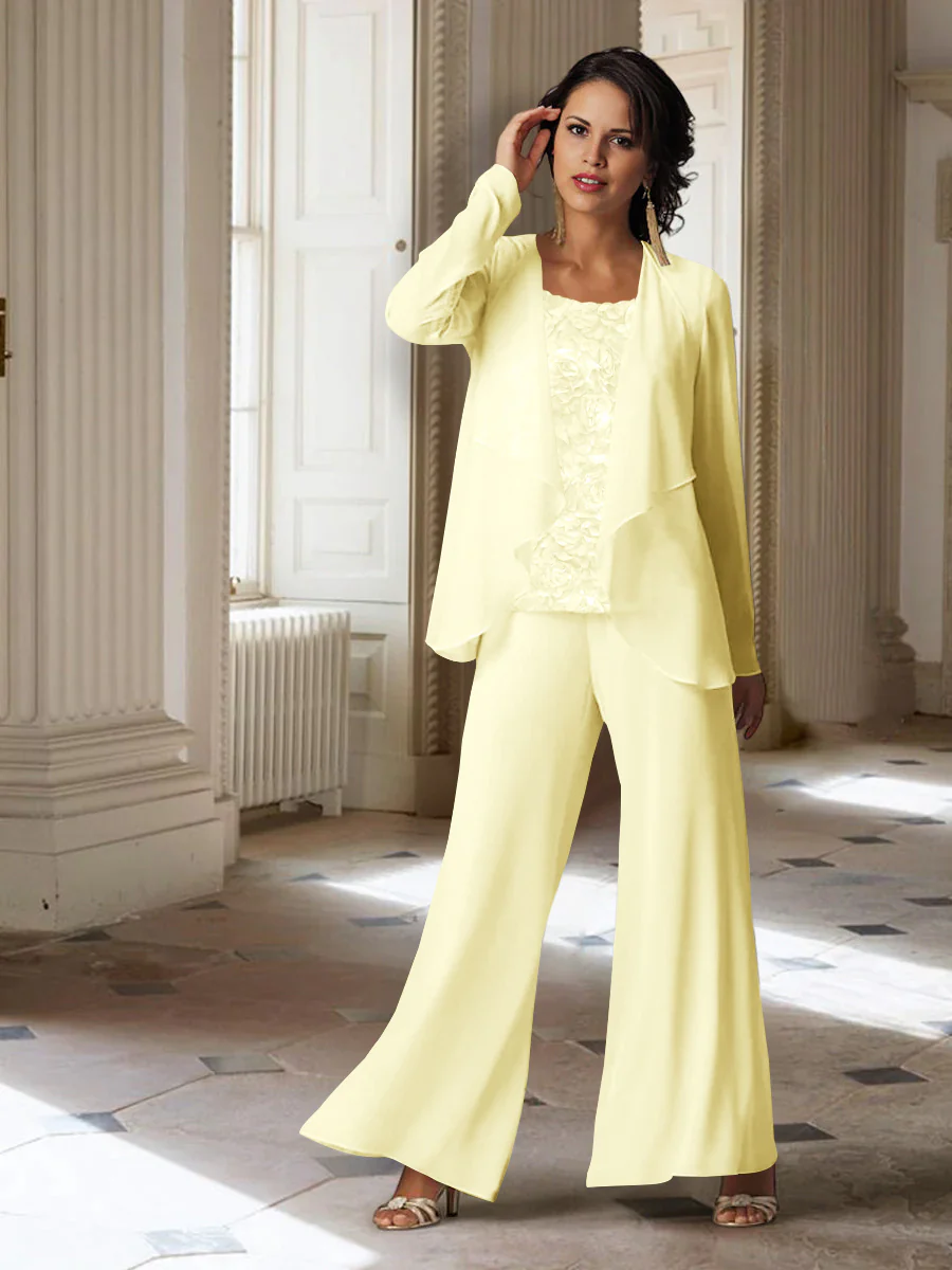 Chiffon Long Sleeves Mother of the Bride Pantsuits with Jacket - Image 27