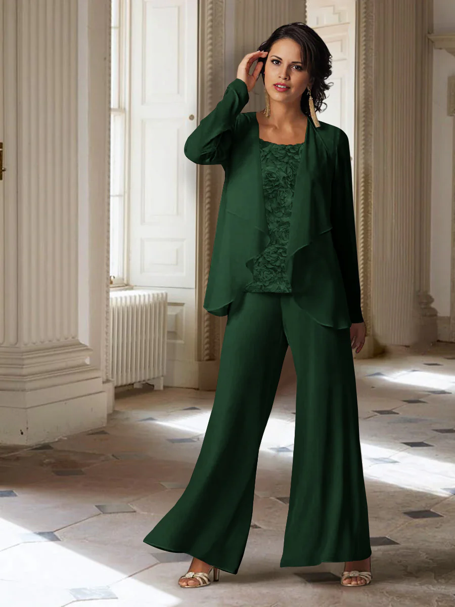 Chiffon Long Sleeves Mother of the Bride Pantsuits with Jacket - Image 33