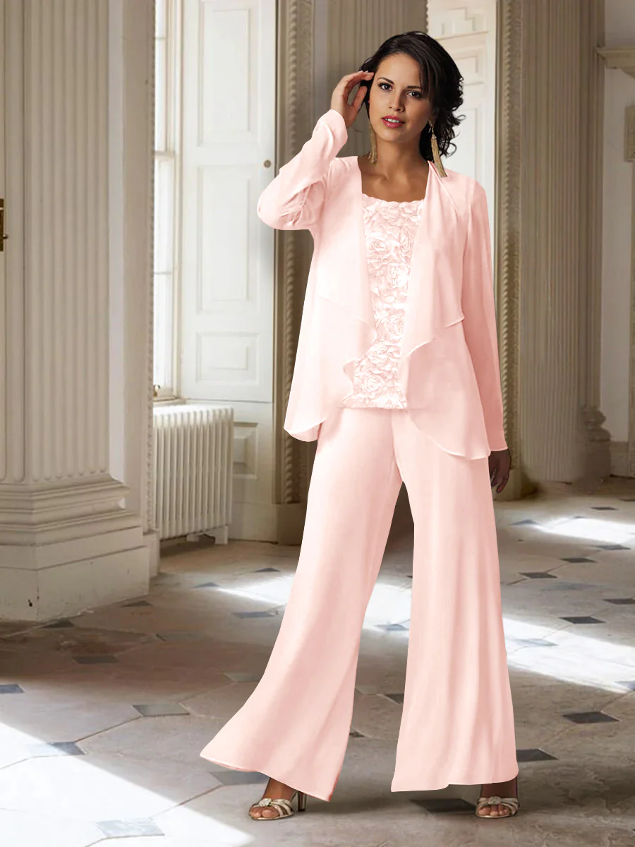 Chiffon Long Sleeves Mother of the Bride Pantsuits with Jacket - Image 37