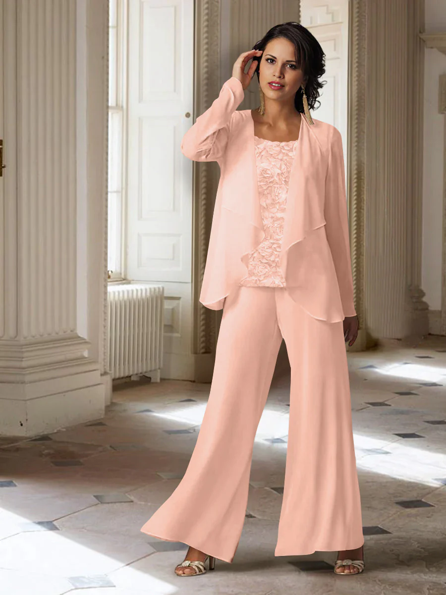 Chiffon Long Sleeves Mother of the Bride Pantsuits with Jacket - Image 42
