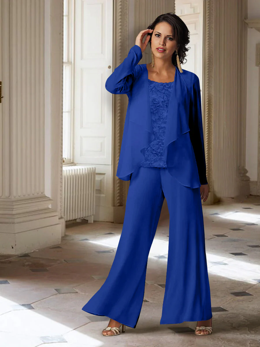 Chiffon Long Sleeves Mother of the Bride Pantsuits with Jacket - Image 46