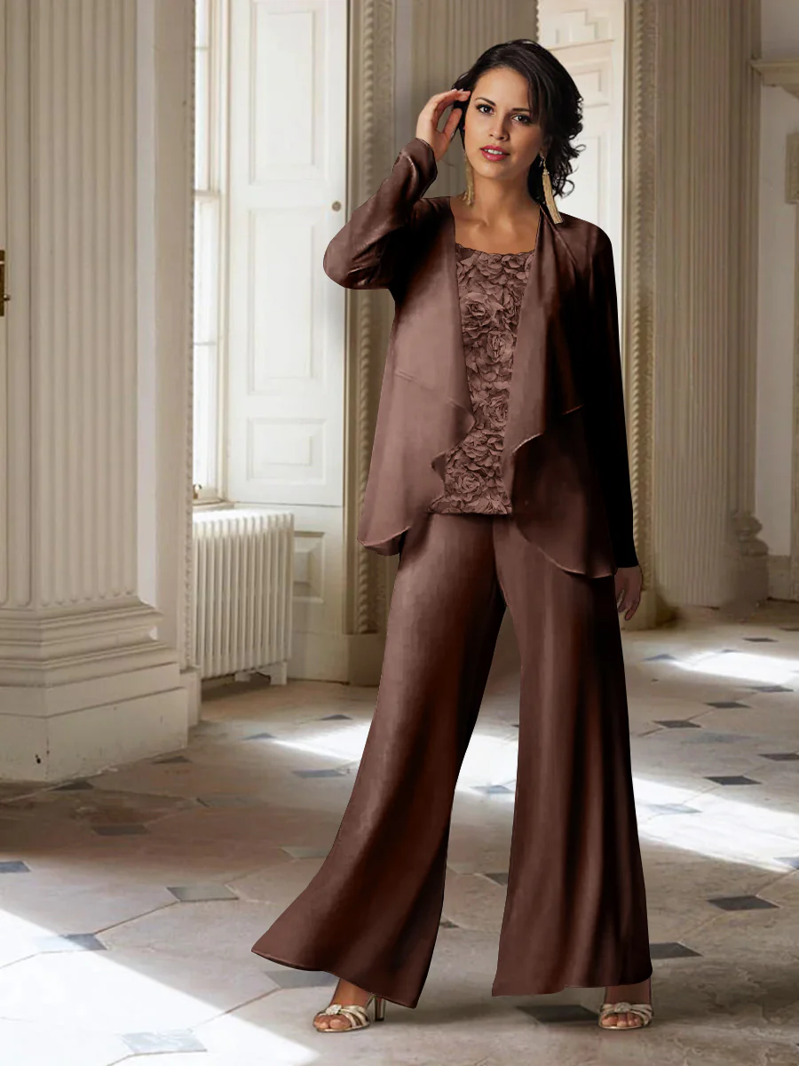Chiffon Long Sleeves Mother of the Bride Pantsuits with Jacket - Image 55