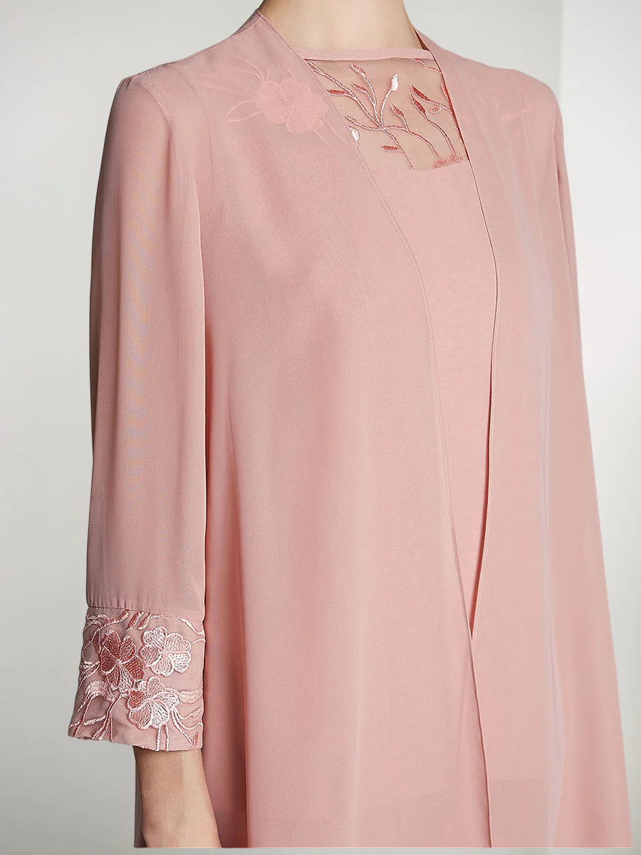 Chiffon Square Neck Long Sleeves Floor-Length Mother Of The Bride Pantsuits With Jacket - Image 9