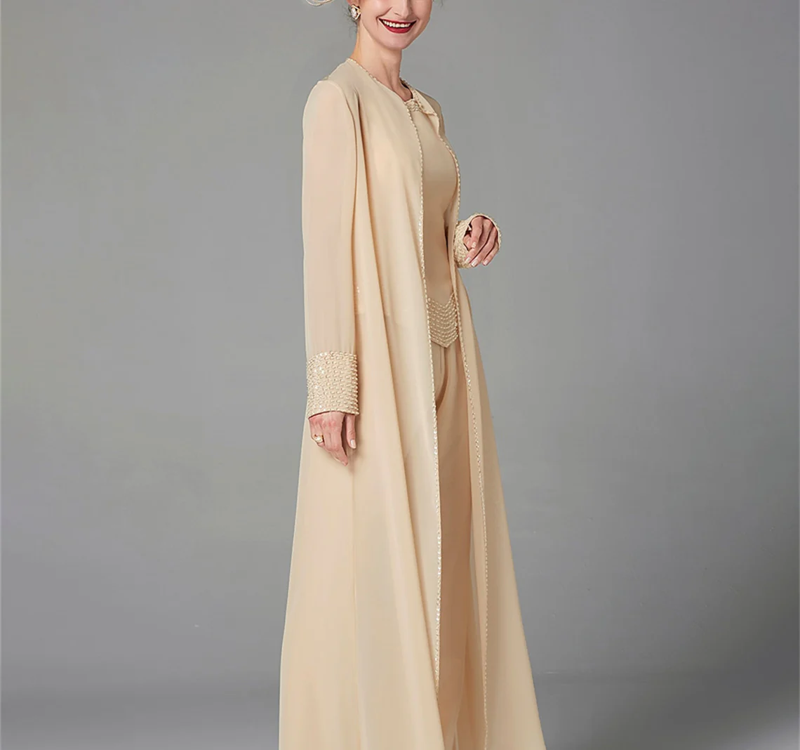 Chiffon Long Sleeves Mother of the Bride Pantsuits with Jacket & Sequins - Image 19