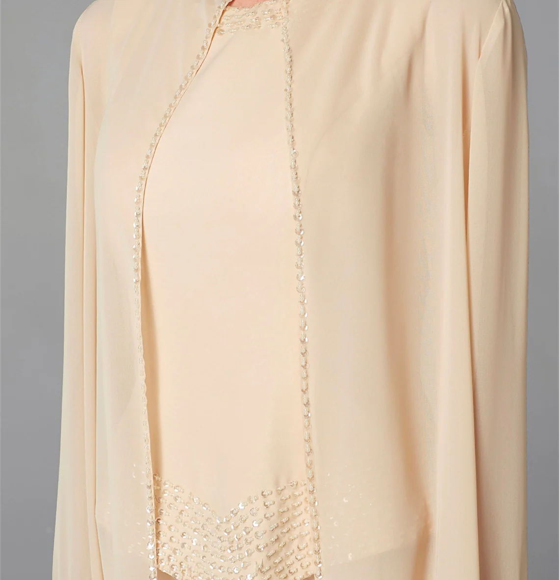 Chiffon Long Sleeves Mother of the Bride Pantsuits with Jacket & Sequins - Image 24